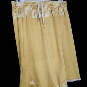 Adidas ClimaLite 9” Gold/White Athletic Shorts • S